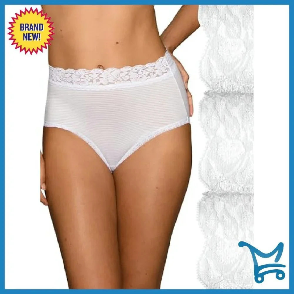 Silky Lace Brief Panties 3-Pack, Superior Stretch, No-Pinch Waistband
